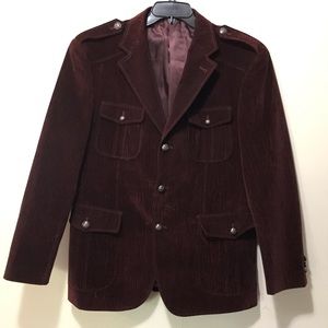 Men’s Inserch Burgundy Velveteen Blazer